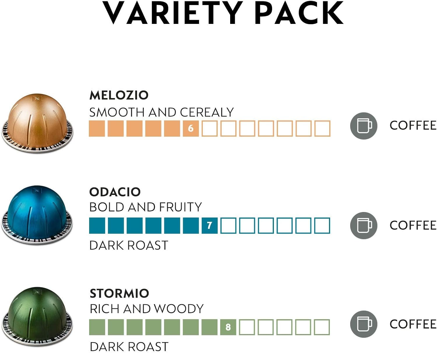 Nespresso Capsules Vertuo, Variety Pack, Medium and Dark Roast Coffee, 30 Count Coffee Pods, Brews 7.8 oz. - Image 2