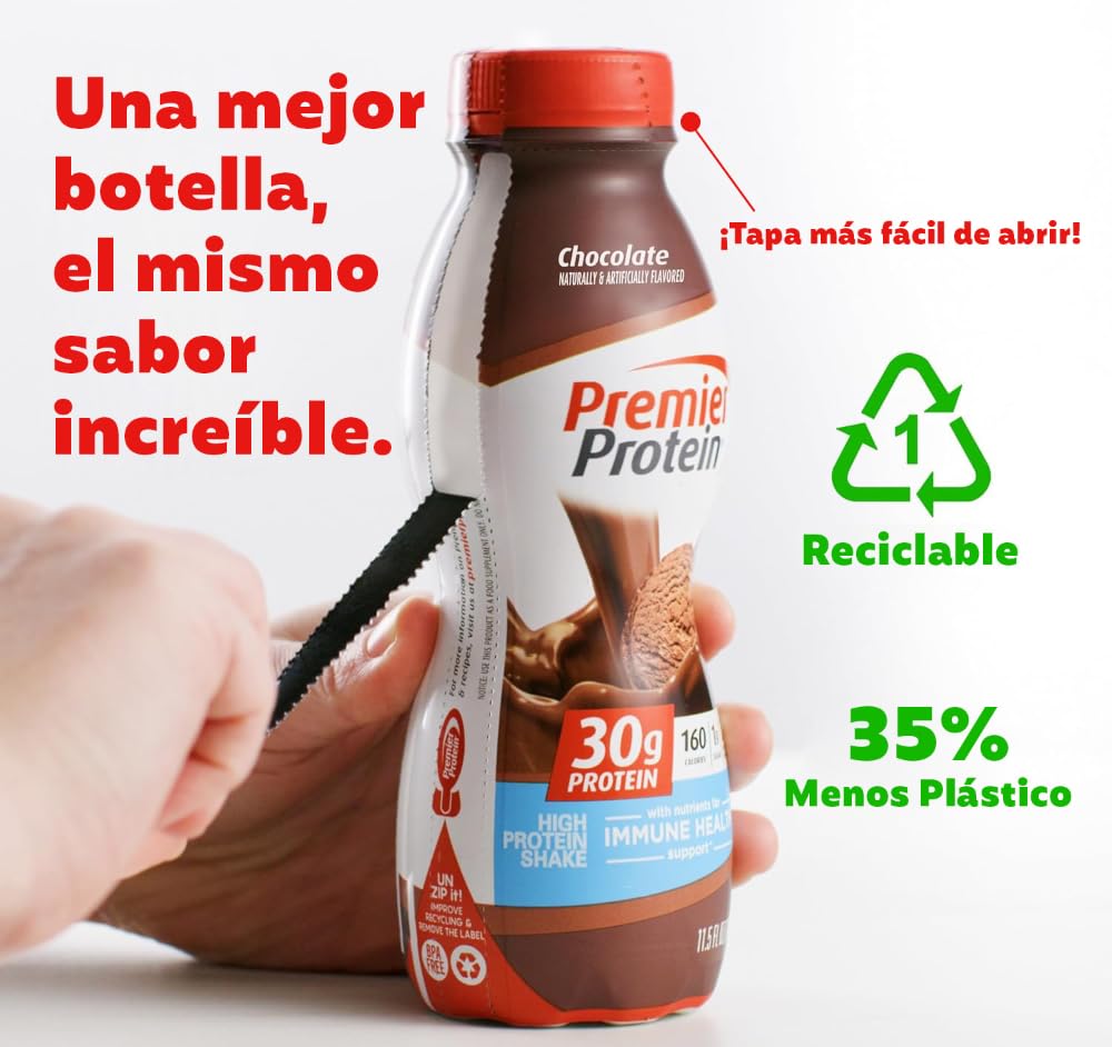 Premier Protein Shake, Chocolate, 30g Protein 1g Sugar 24 Vitamins Minerals Nutrients to Support Immune Health, 11.5 fl oz (Pack of 12) - Image 5