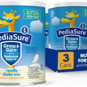 PediaSure Grow & Gain with Immune Support Shake Mix Powder, 23 Vitamins & Minerals, 6g Protein, Non-GMO, Gluten-Free, Vanilla, 14.1 oz Can, Pack of 3-24 servings