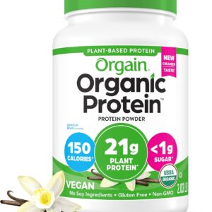 Organic Vegan Protein Powder, Vanilla Bean - 21g Plant Protein