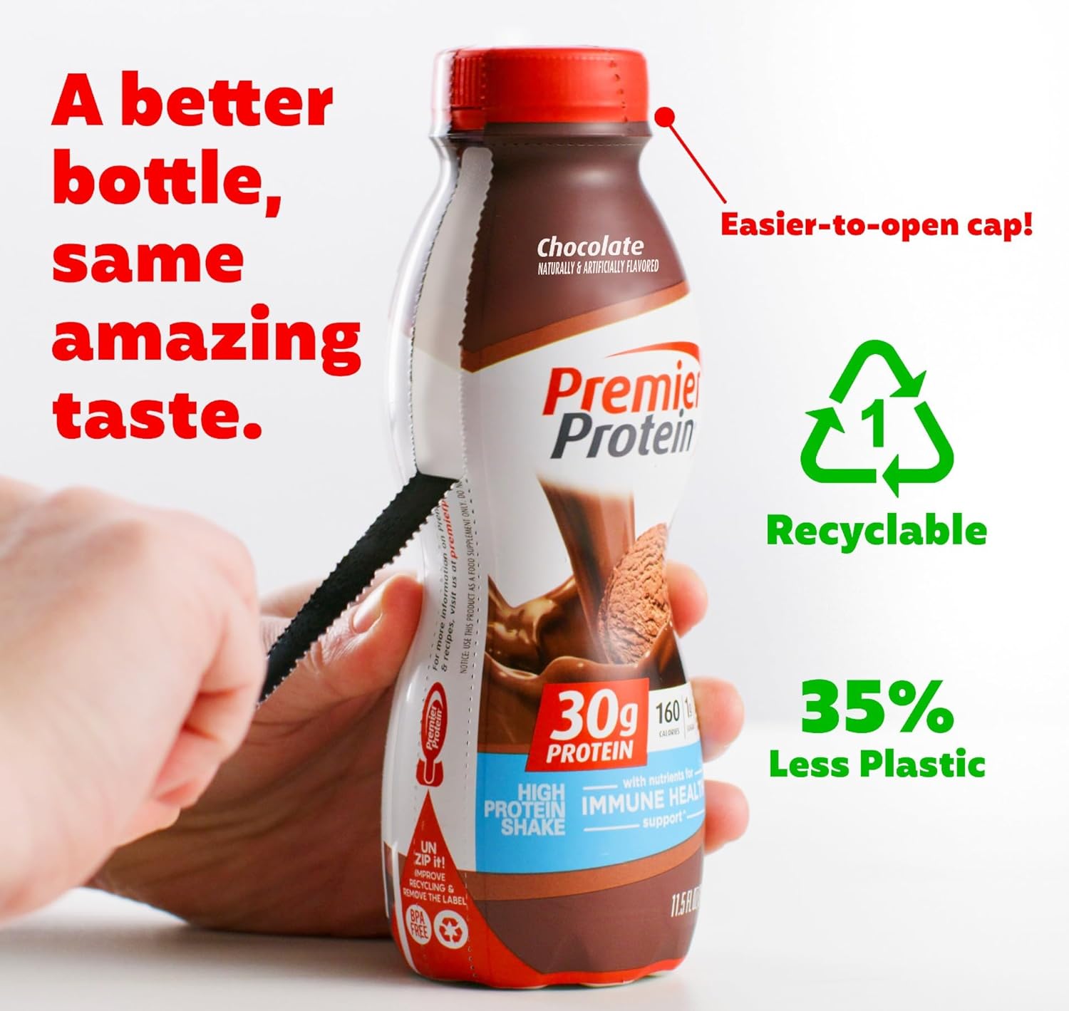 Premier Protein Shake, Chocolate, 30g Protein 1g Sugar 24 Vitamins Minerals Nutrients to Support Immune Health, 11.5 fl oz (Pack of 12) - Image 4