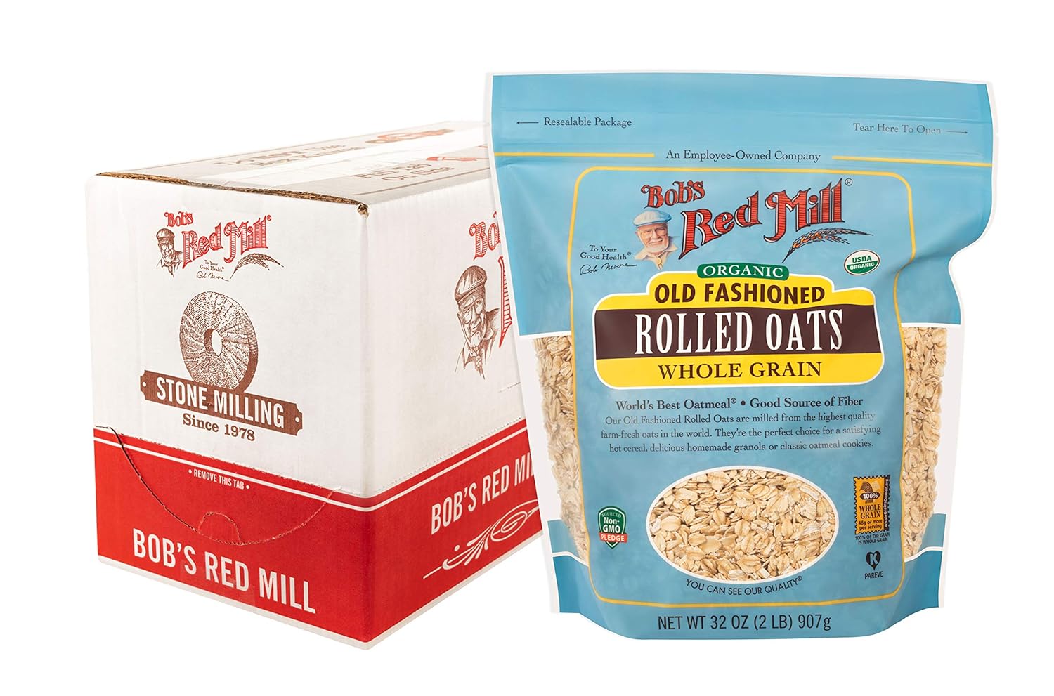 Bob's Red Mill Organic Old Fashioned Rolled Oats, 32oz (Pack of 1) - Non GMO, Whole Grain, Vegan, Kosher