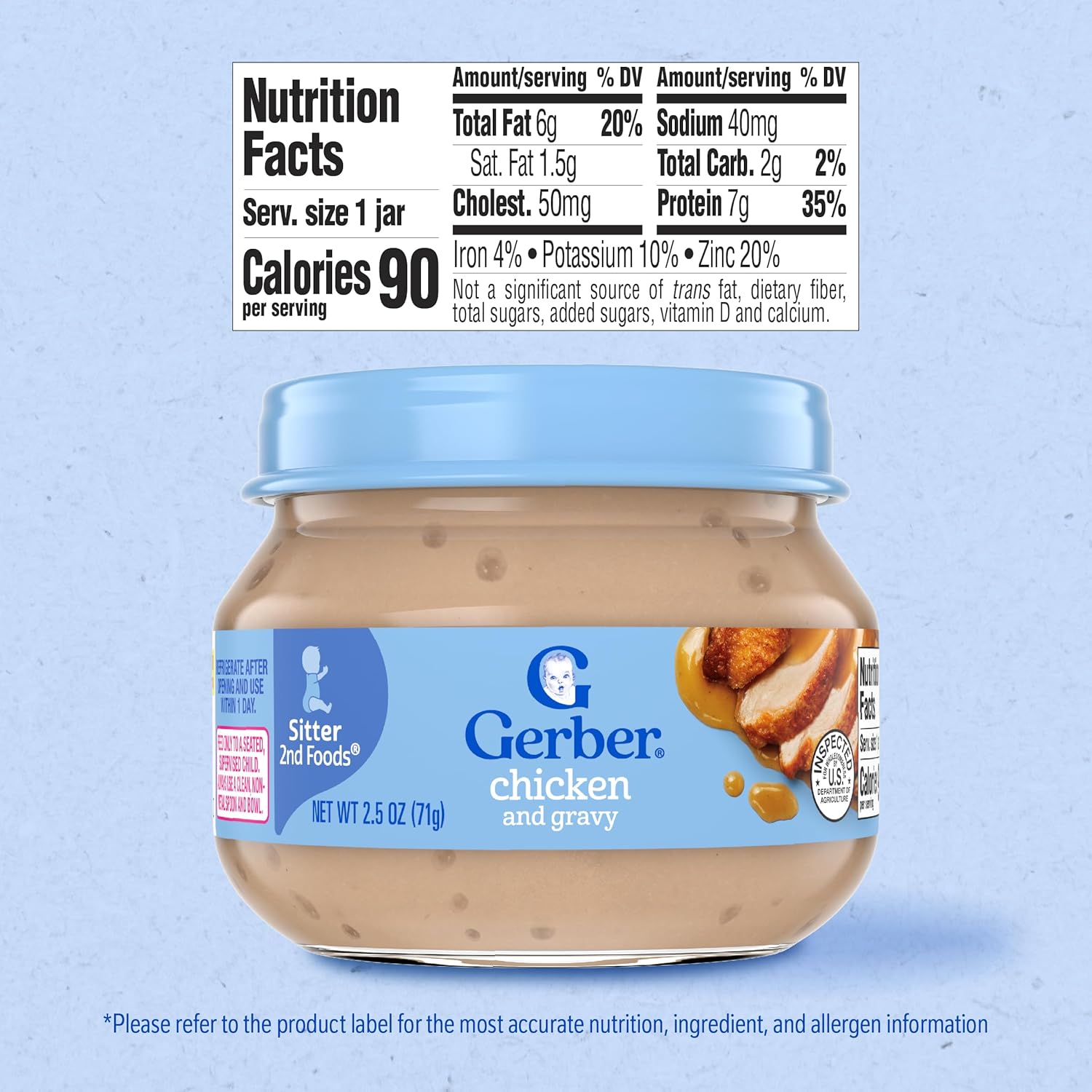 Gerber Stage 2, Chicken and Gravy Jar, Baby Food, Mealtime Poultry Puree, 10-Pack - Image 3