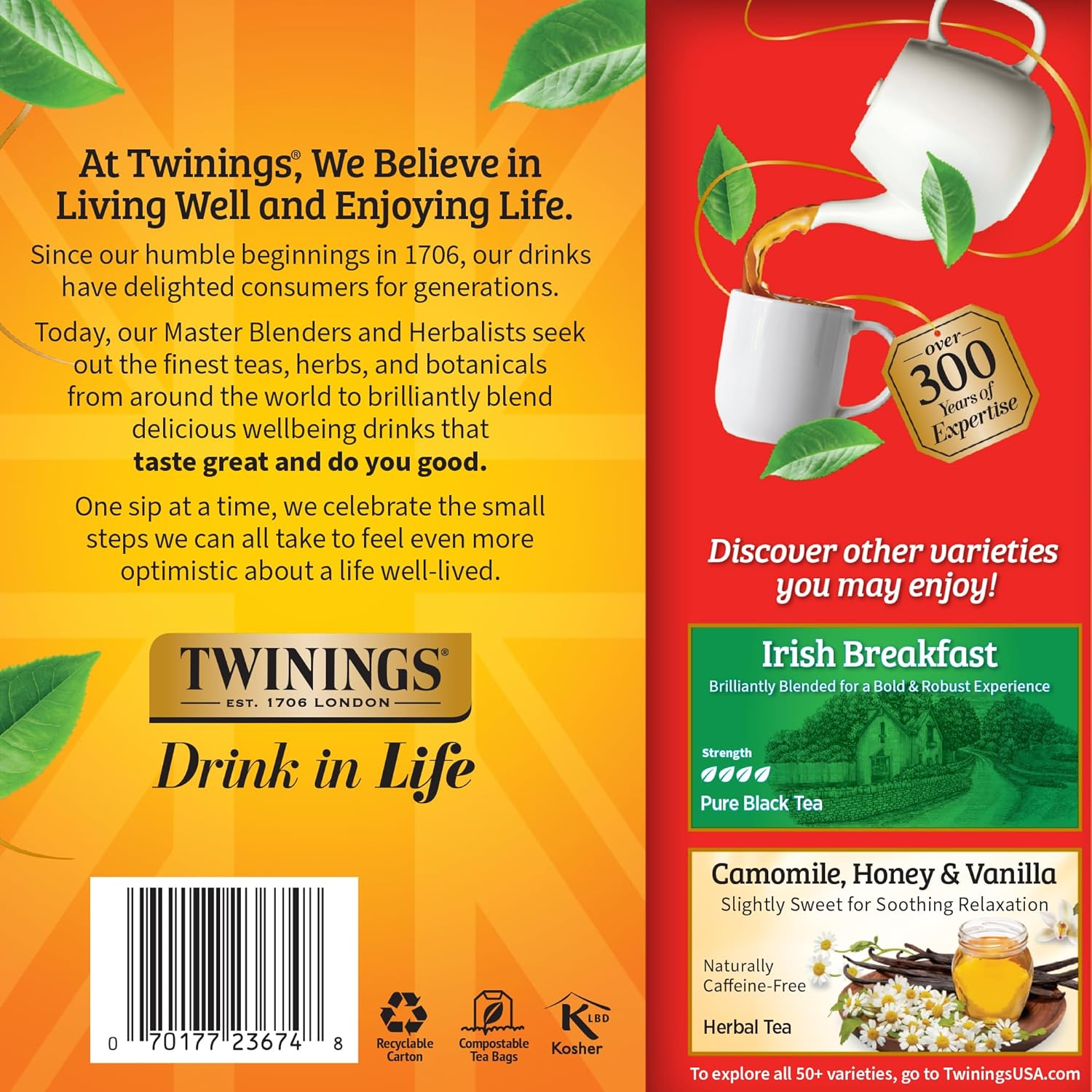 Twinings English Breakfast Black Tea Individually Wrapped Bags, 100 Count (Pack of 1), Smooth, Flavourful, and Robust, Caffeinated, Enjoy Hot or Iced, 100 Teabags - Image 5